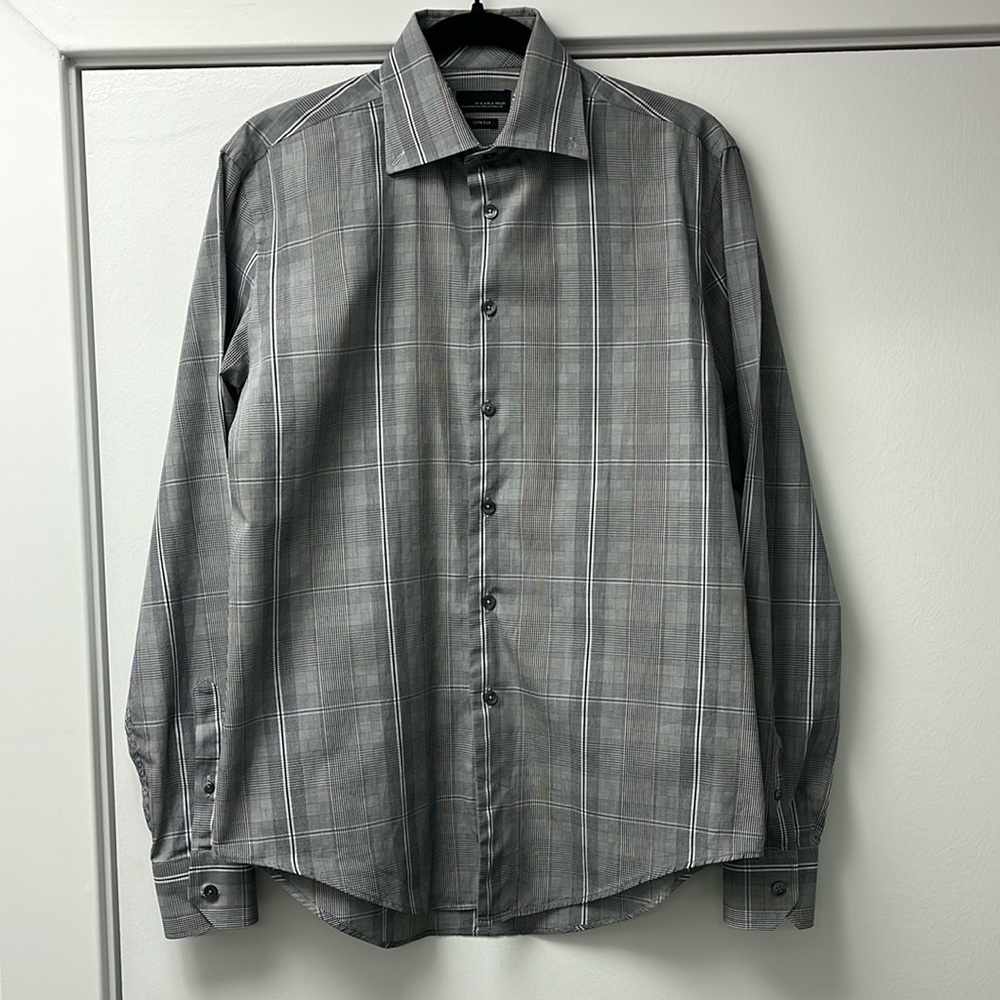 Black Tag by Zara Men slim fit button down dress shirt with pattern M